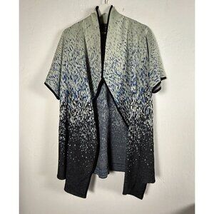 Misook Womens Textured Short-Sleeve Open Front Cardigan Jacket XS Lightweight
